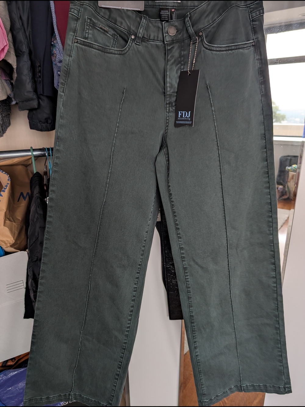 French Dressing Jeans Women's Wide Leg Jeans in Dark Green Size 6 NWT